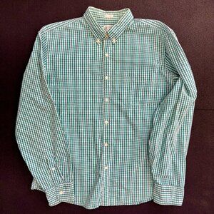 J.Crew Green Gingham Button-Down Shirt | 100% Cotton | L